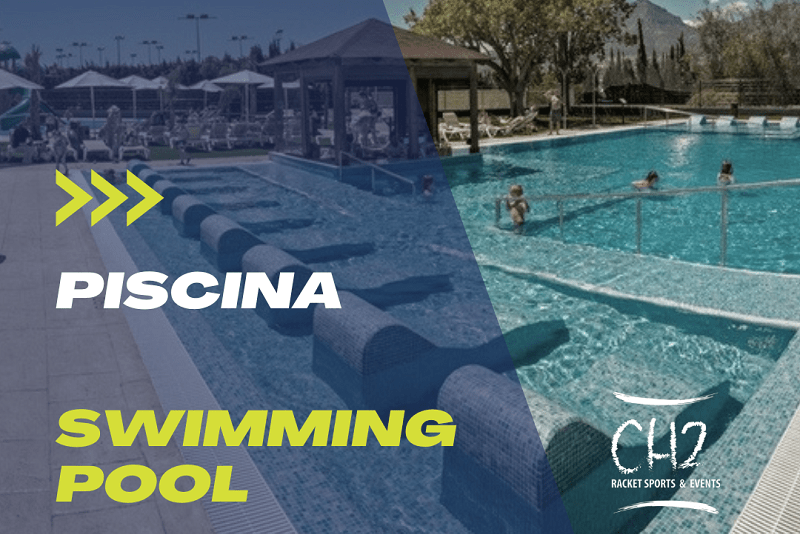 foto de la piscina de recreo con tumbonas en el agua ubicadas en CH2 Racket de Benidorm